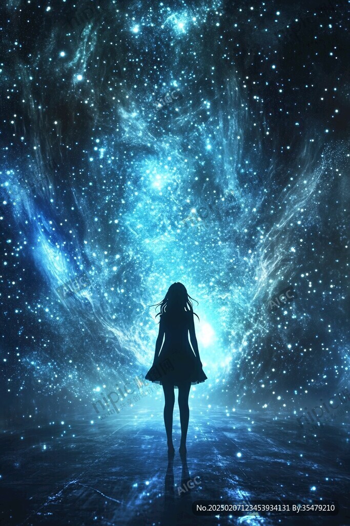 星辰大海女孩背影
