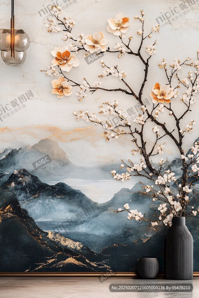 梅花轻奢背景墙