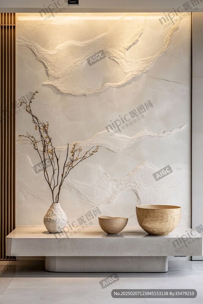 极简金箔石根线条对拼