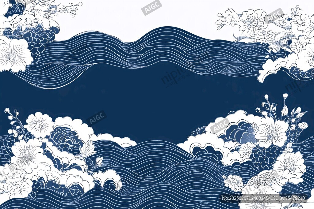 日式浪花背景