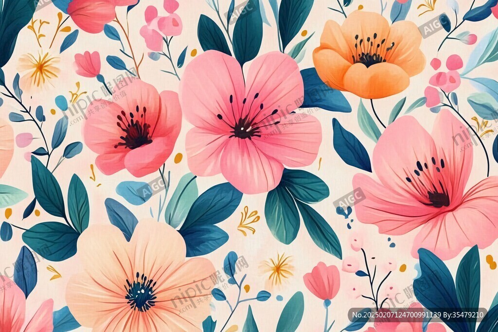 卡通印花花卉壁纸