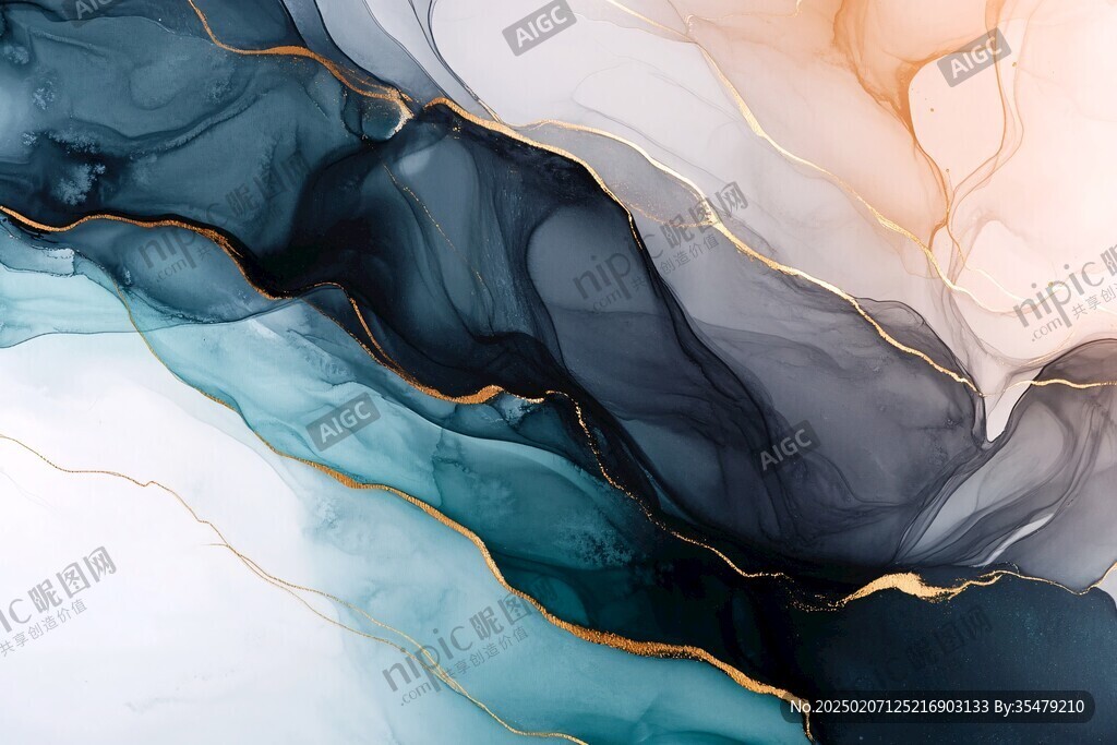 渐变抽象流体装饰画