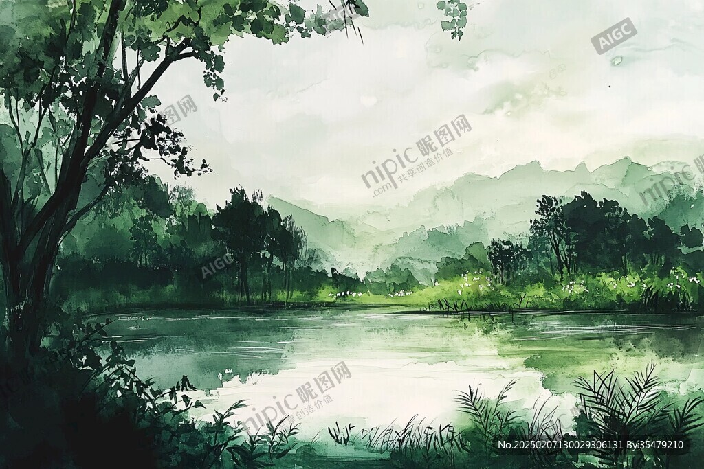 墨绿风景画