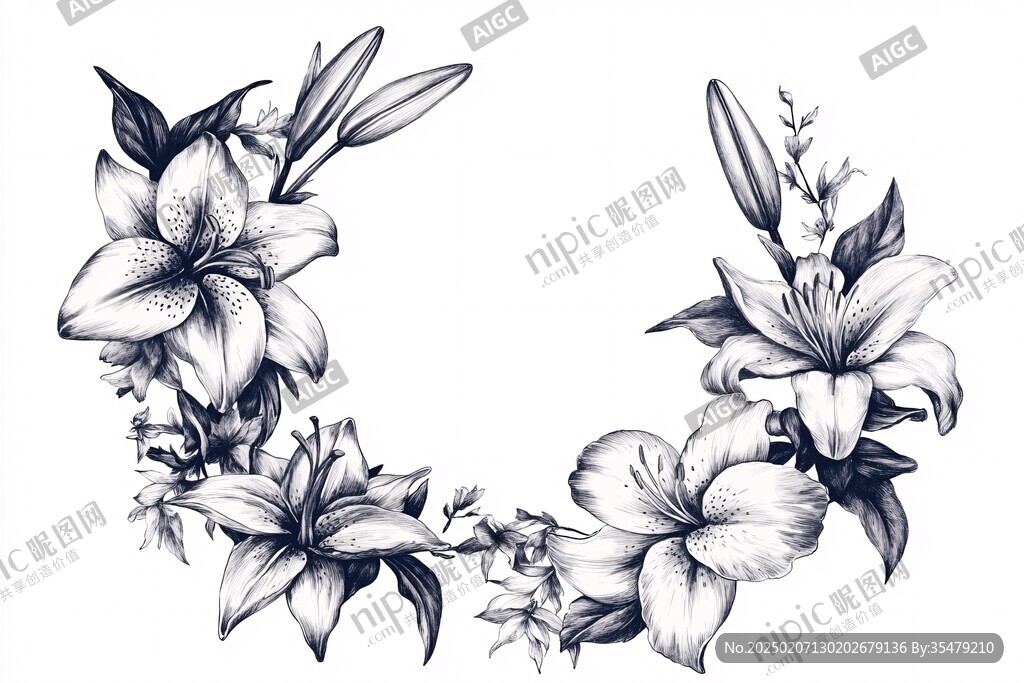 百合花手绘