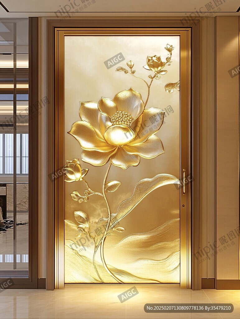 推拉门荷花