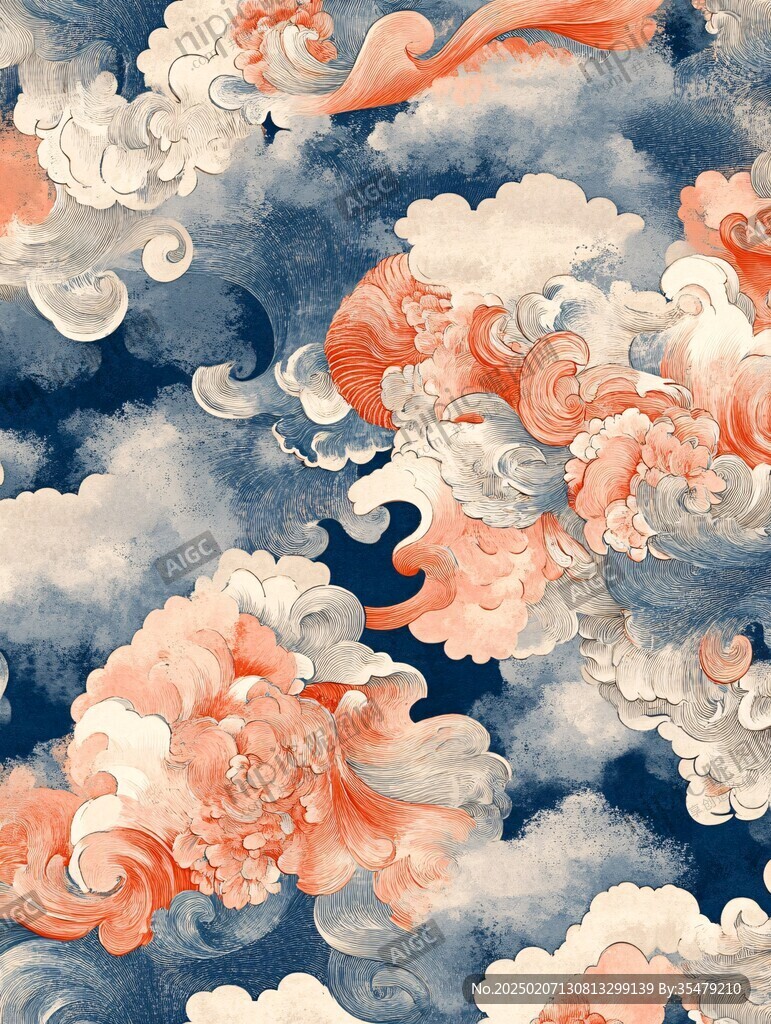 彩墨云纹艺术画