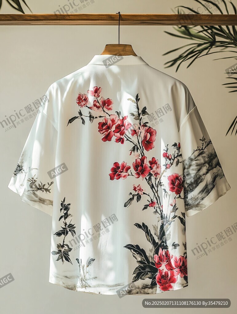 女装手绘花文化中式风