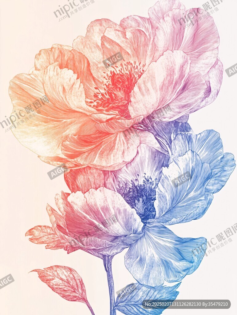 渐变风花朵
