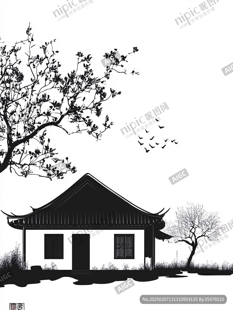 水墨微派建筑