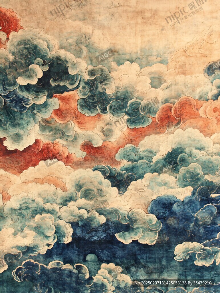 彩墨云纹艺术画