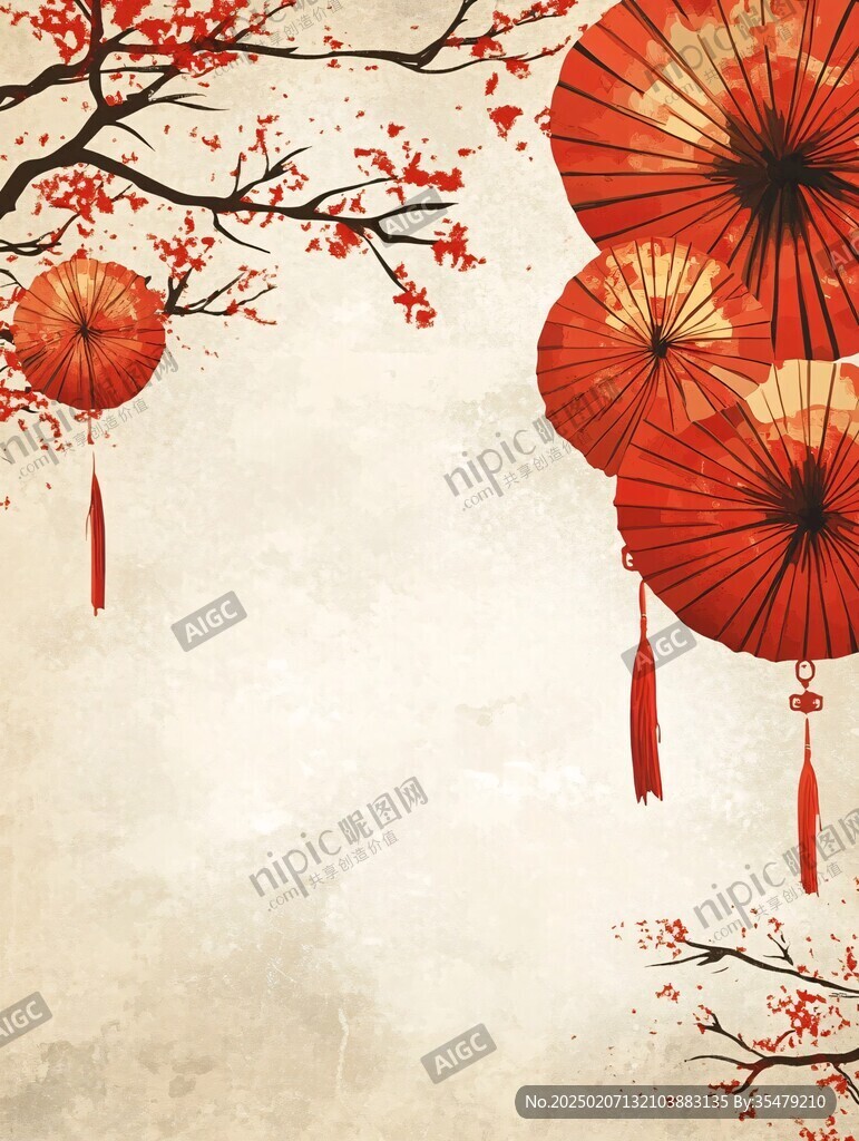 灯笼梅花背景图