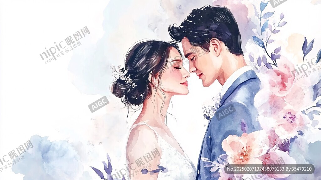 唯美浪漫情侣插画