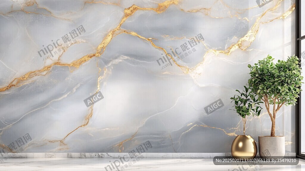 极简金箔石根线条对拼