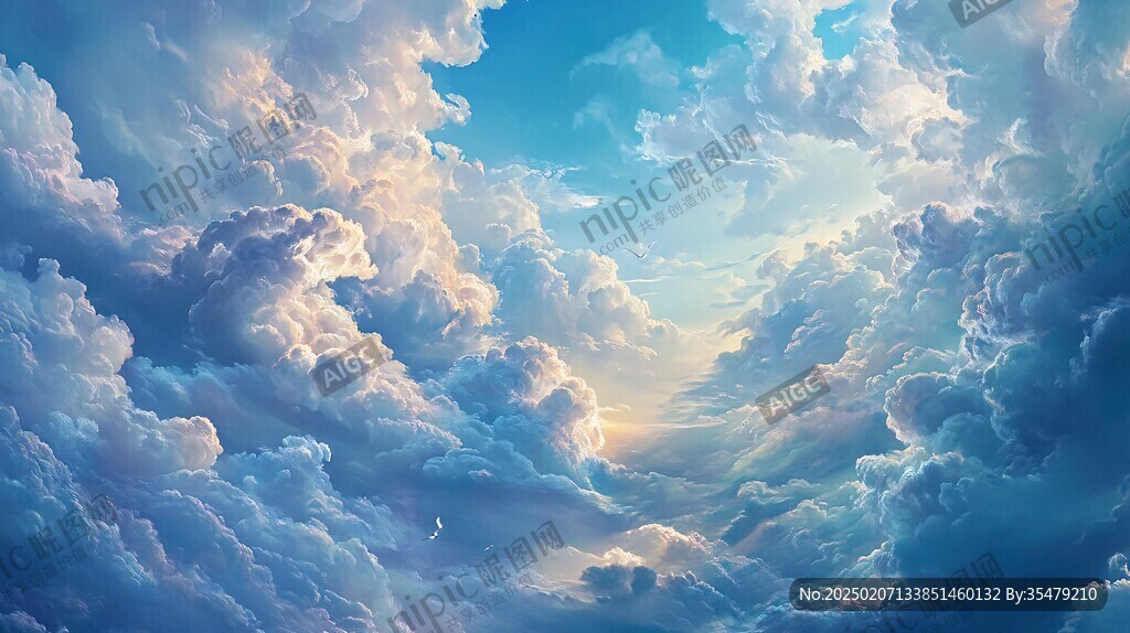 高清蓝天云海壁画