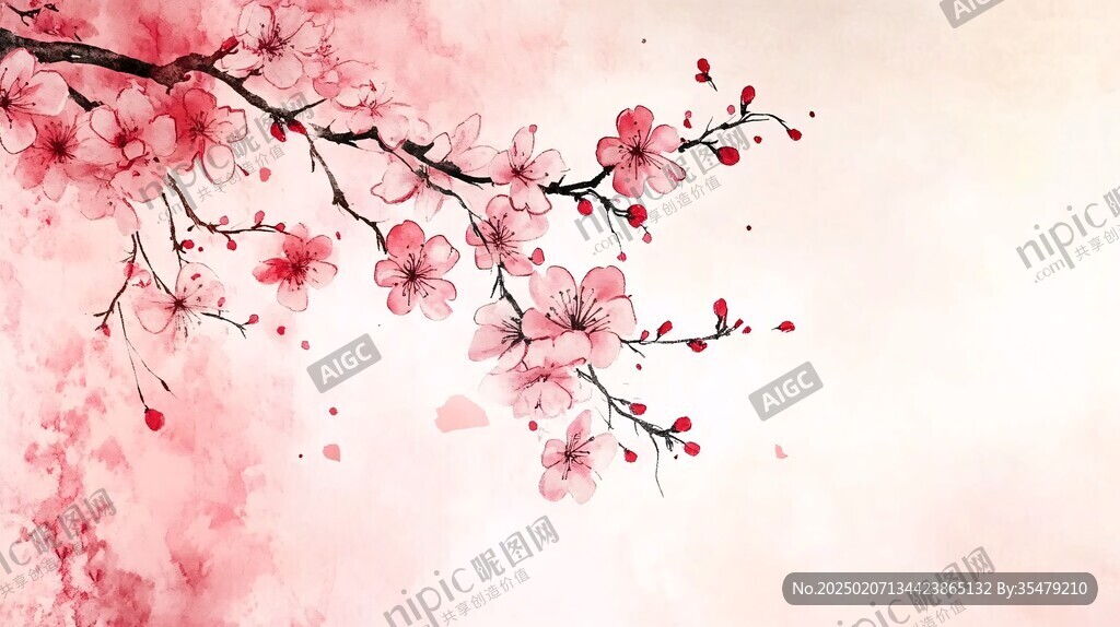 手绘桃花背景