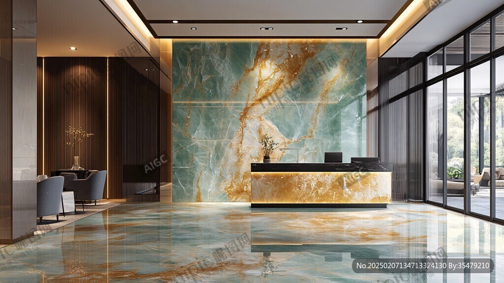 蓝色大理石迎宾区