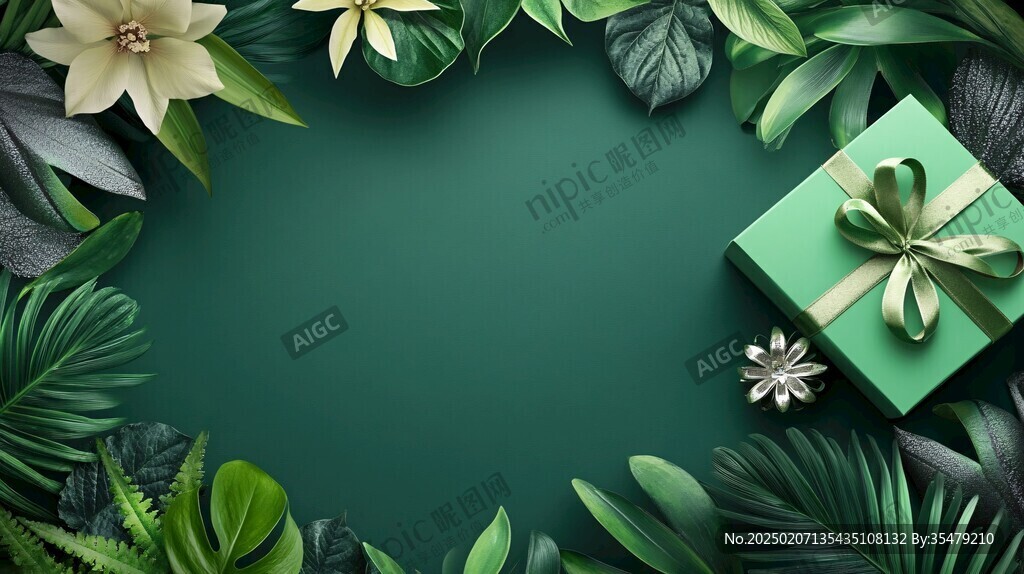 绿色植物背景边框
