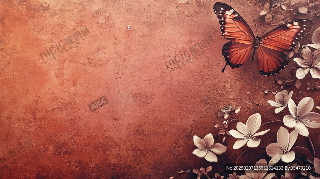 蝶恋花橙色蝴蝶背景