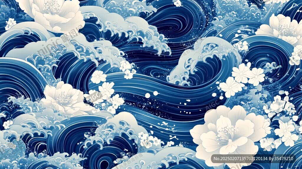 日式浪花背景