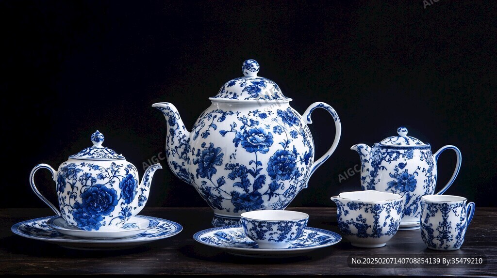 青花茶壶