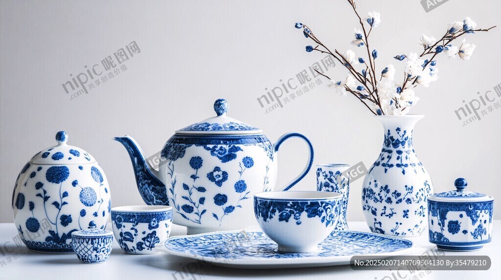 青花瓷茶壶