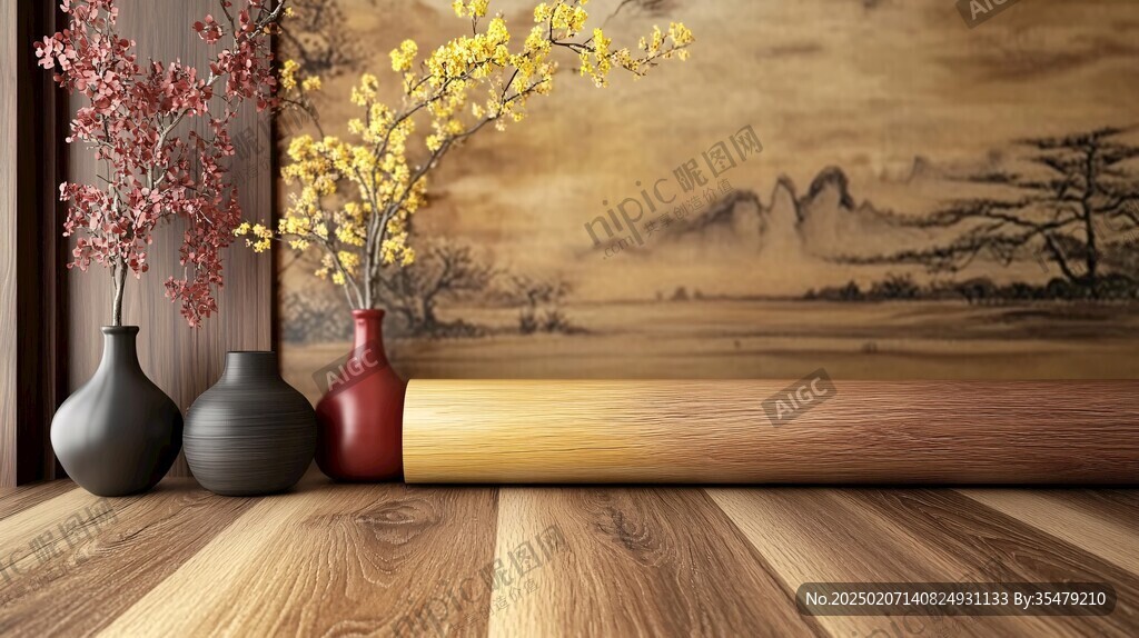 松香黄背景墙壁画