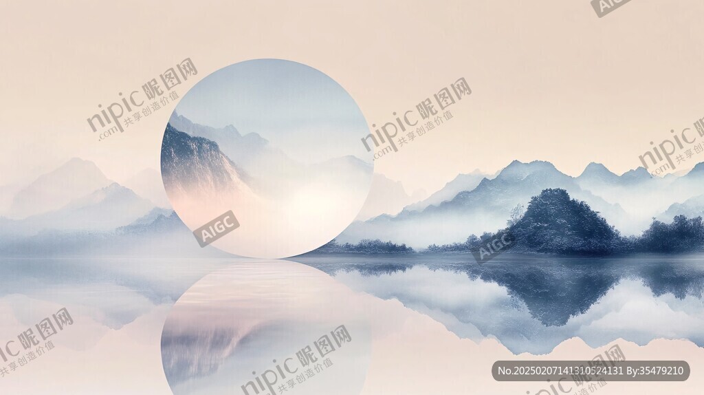 中式山水日出