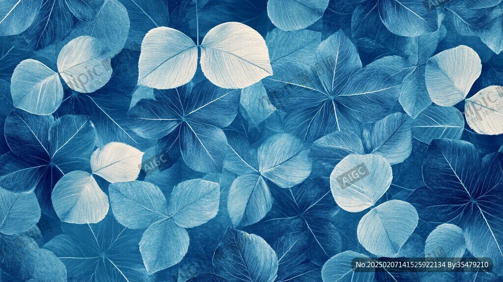 蓝色树叶底纹