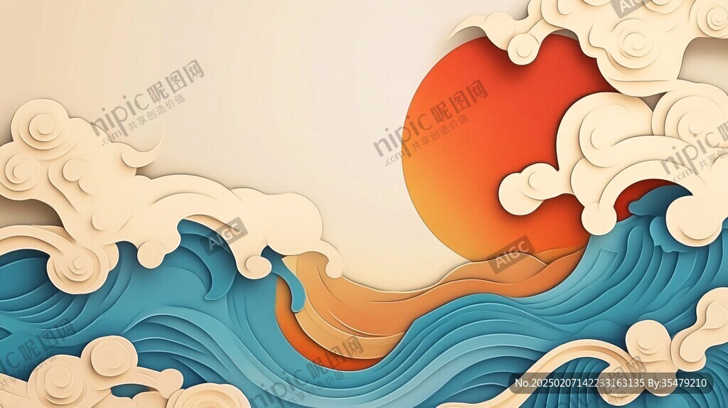 新中式海浪浪潮