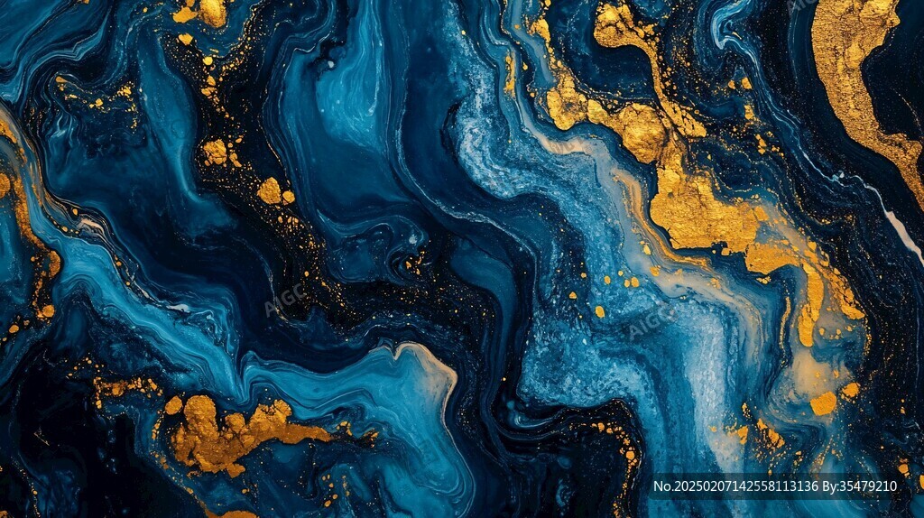 蓝色流体创意抽象画