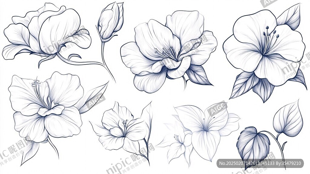 手绘芙蓉花