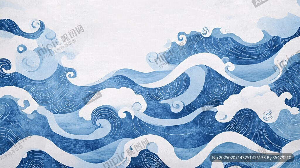 新中式浪花背景墙