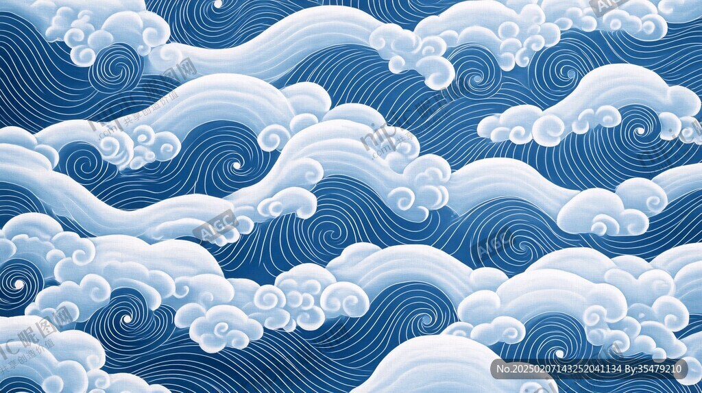 中式图案云纹浪花