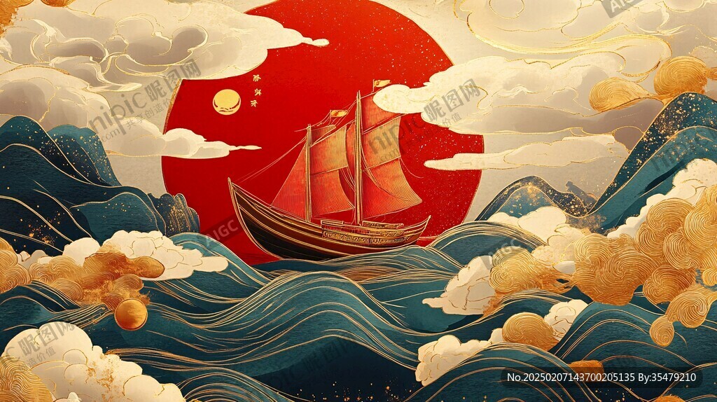 乘风破浪包装插画