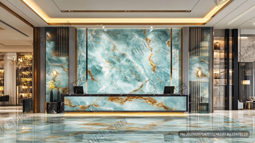 蓝色大理石迎宾区