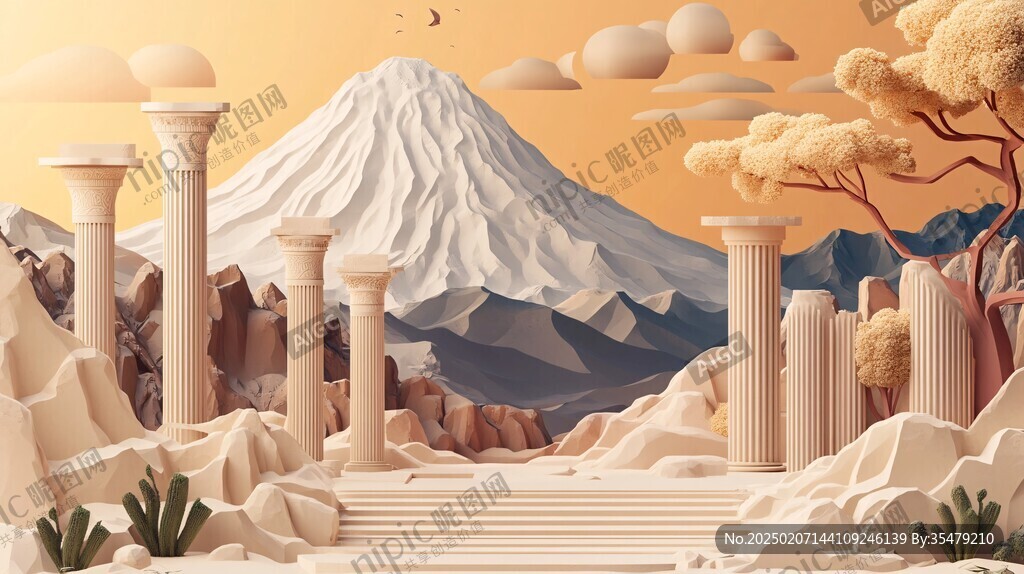 山风景插画包装