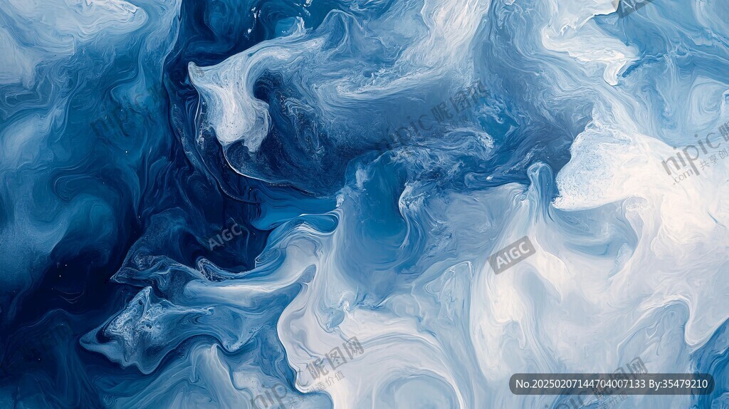 蓝色流体创意抽象画