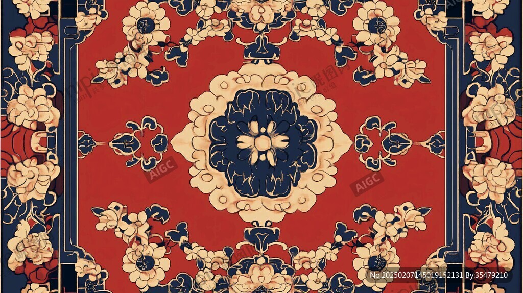 色块花古典图案组合