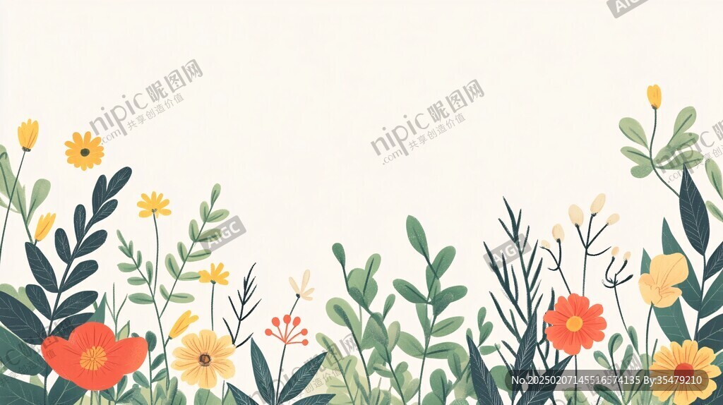 植物背景扁平插画
