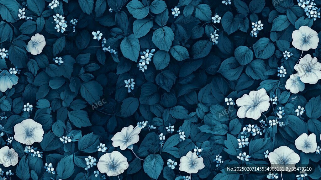 蓝色花卉壁纸