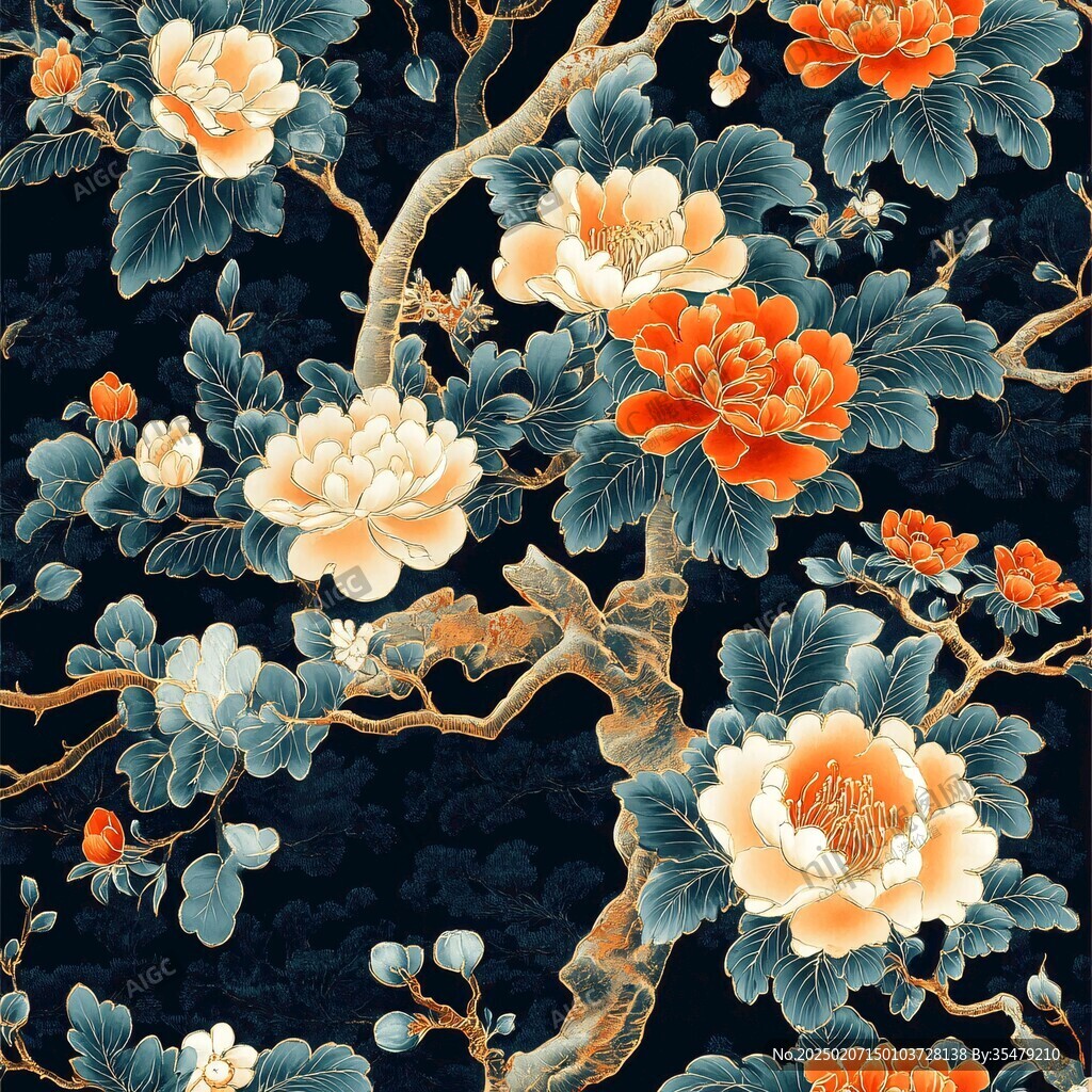 富贵牡丹底纹