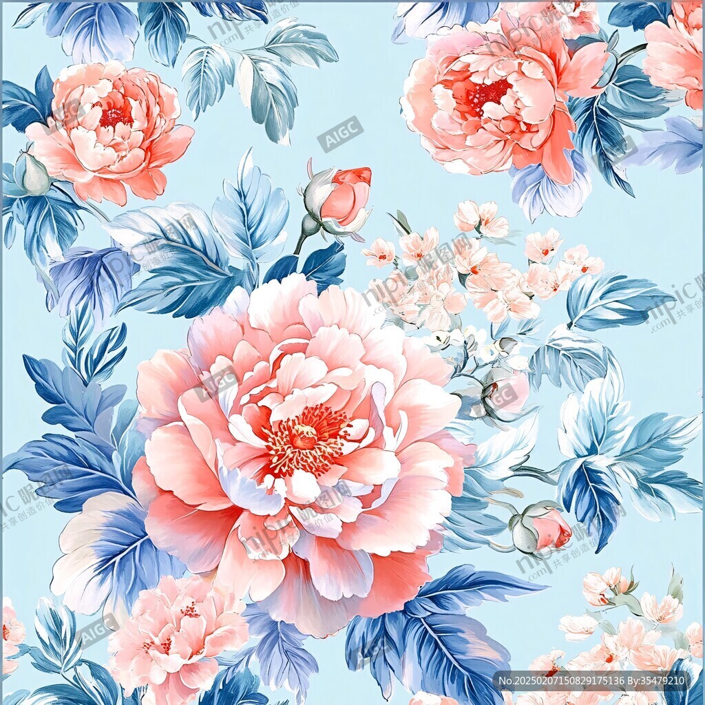 立体手绘牡丹花卉