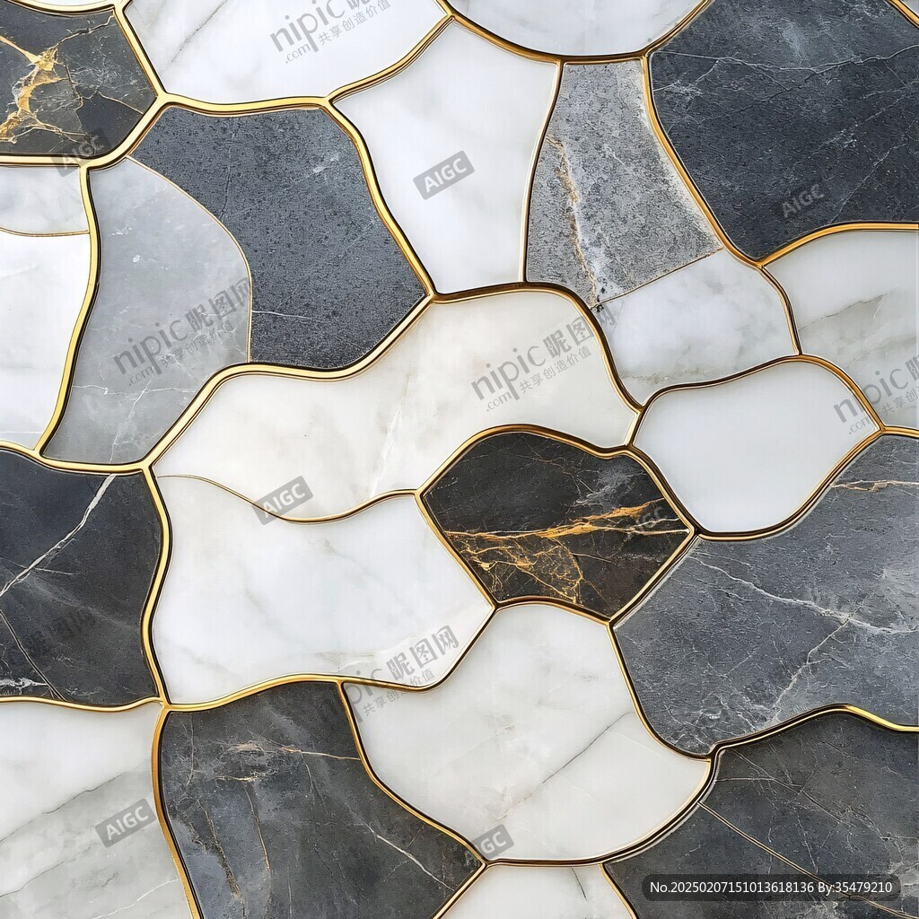 蓝底金线大理石