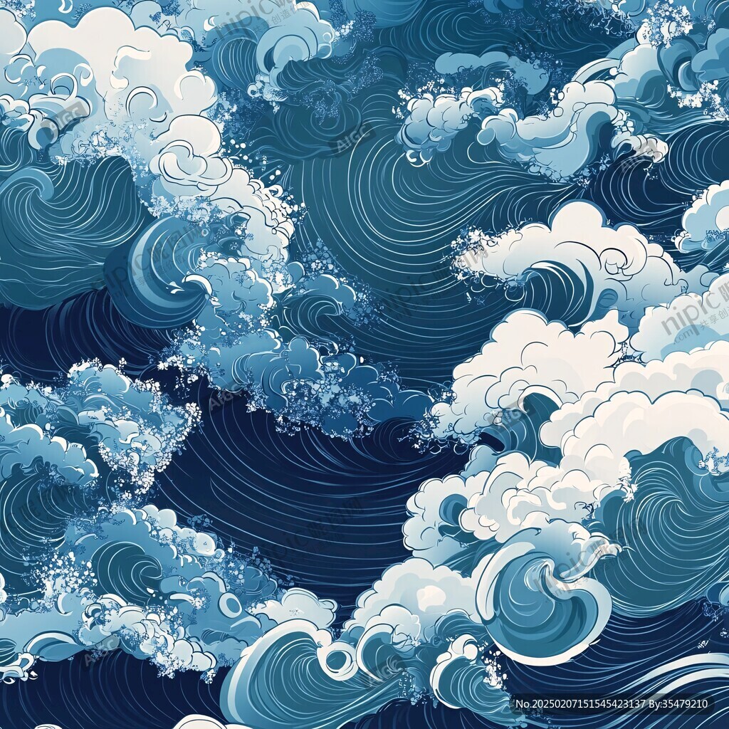 海浪云纹浪花背景