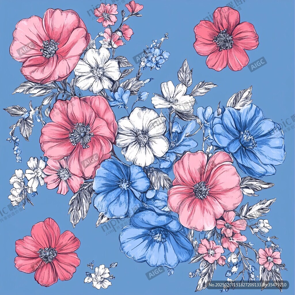 服装数码印花花卉素材