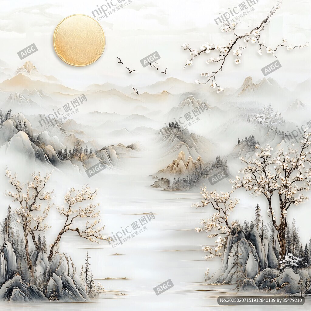 新中式金色山水