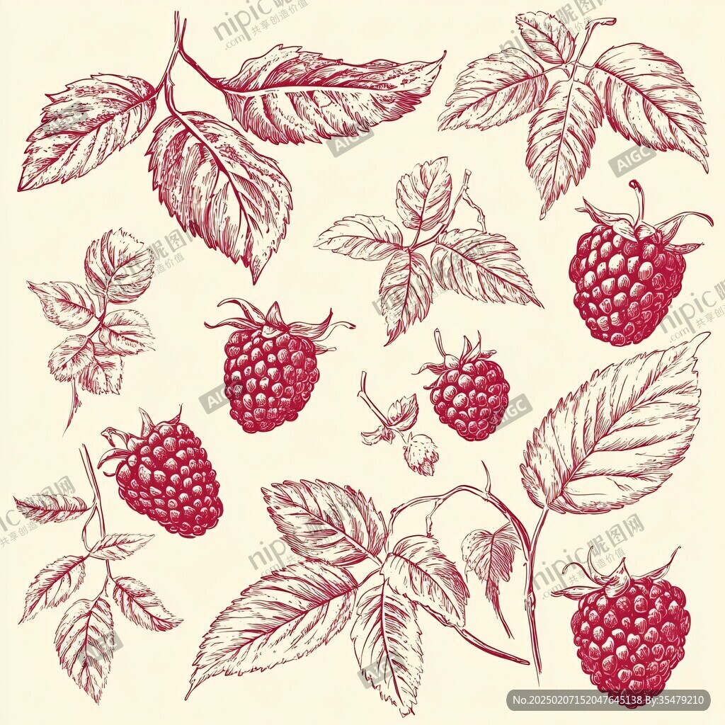 手绘树莓
