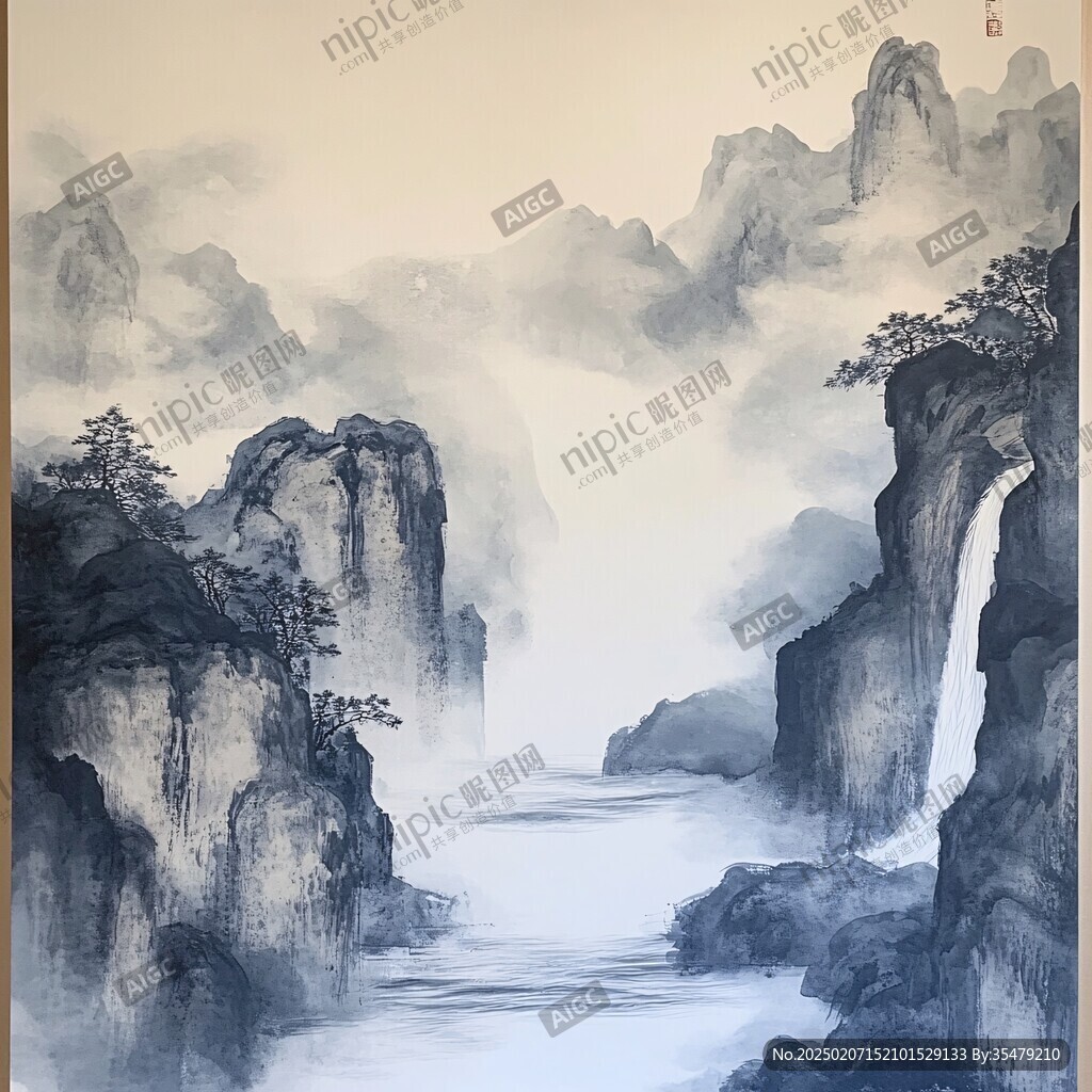 酒店山水壁画