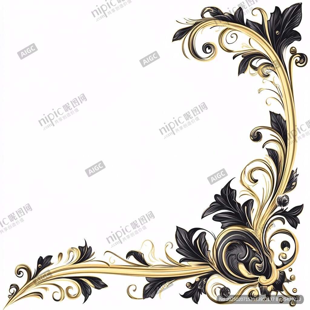 手绘金色花纹