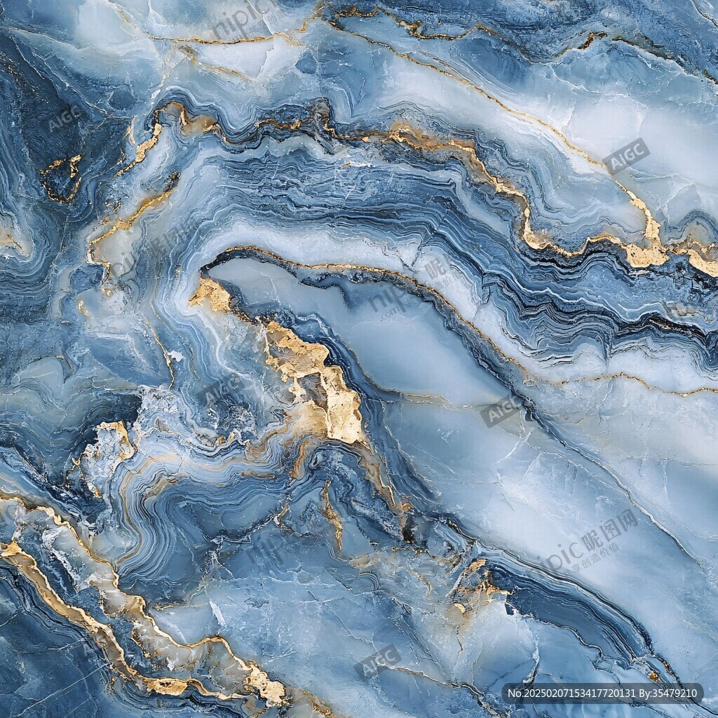 蓝色透光大理石装饰画